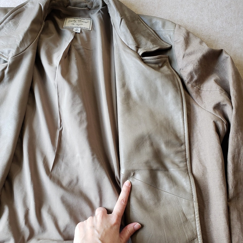 Lucky Brand Lamb Leather & Linen Moto Jacket Sz 3X Full Zip Boho Biker Coat - Picture 16 of 16